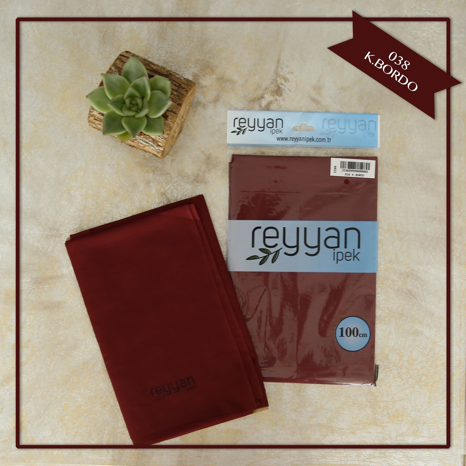Reyyan Düz Renk Poşetli Yazma (K.Bordo)