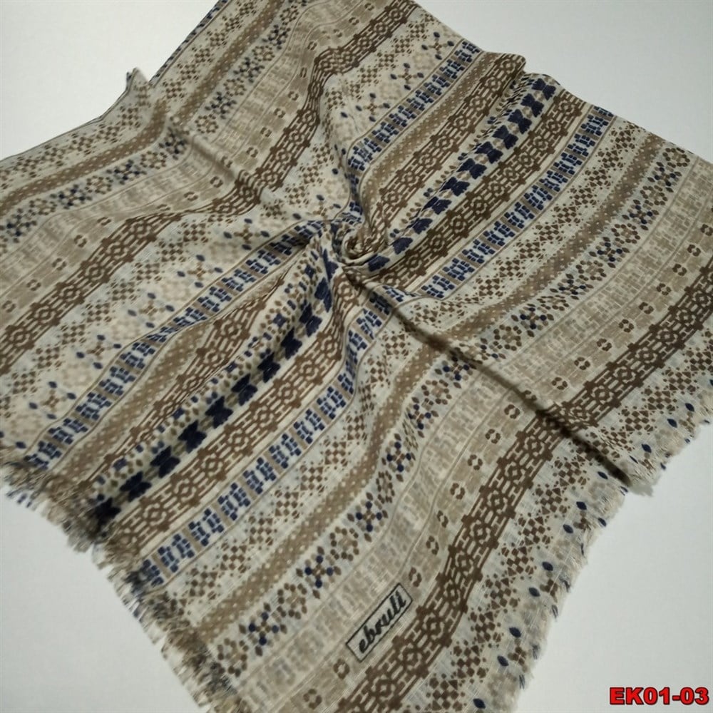 Ebruli Flamlı Coton Eşarp