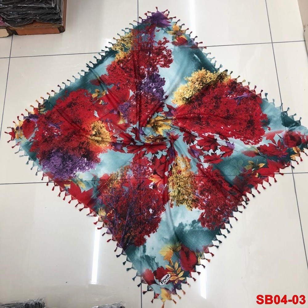 Firuze Boncuklu Cotton Eşarp(sb04-03)