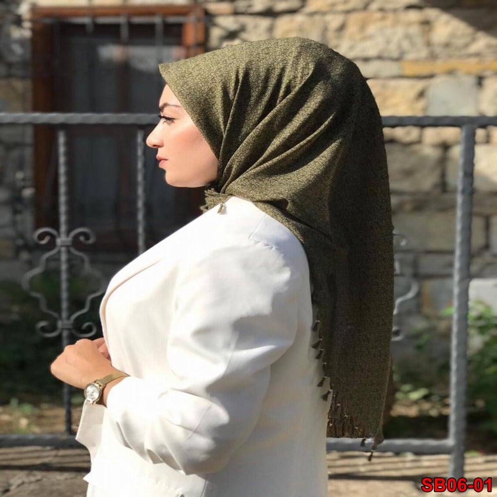 Firuze Boncuklu Cotton Eşarp(sb06-01)