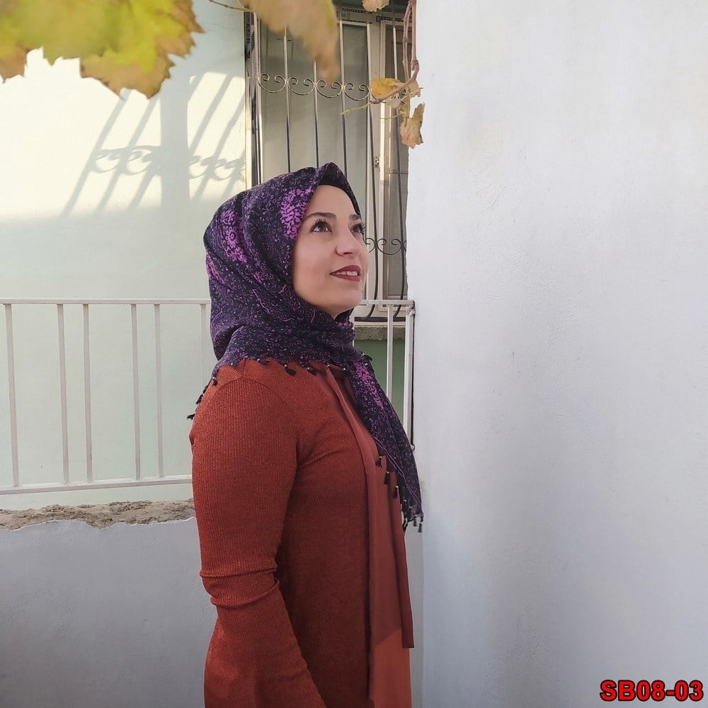 Firuze Boncuklu Cotton Eşarp(sb08-03)