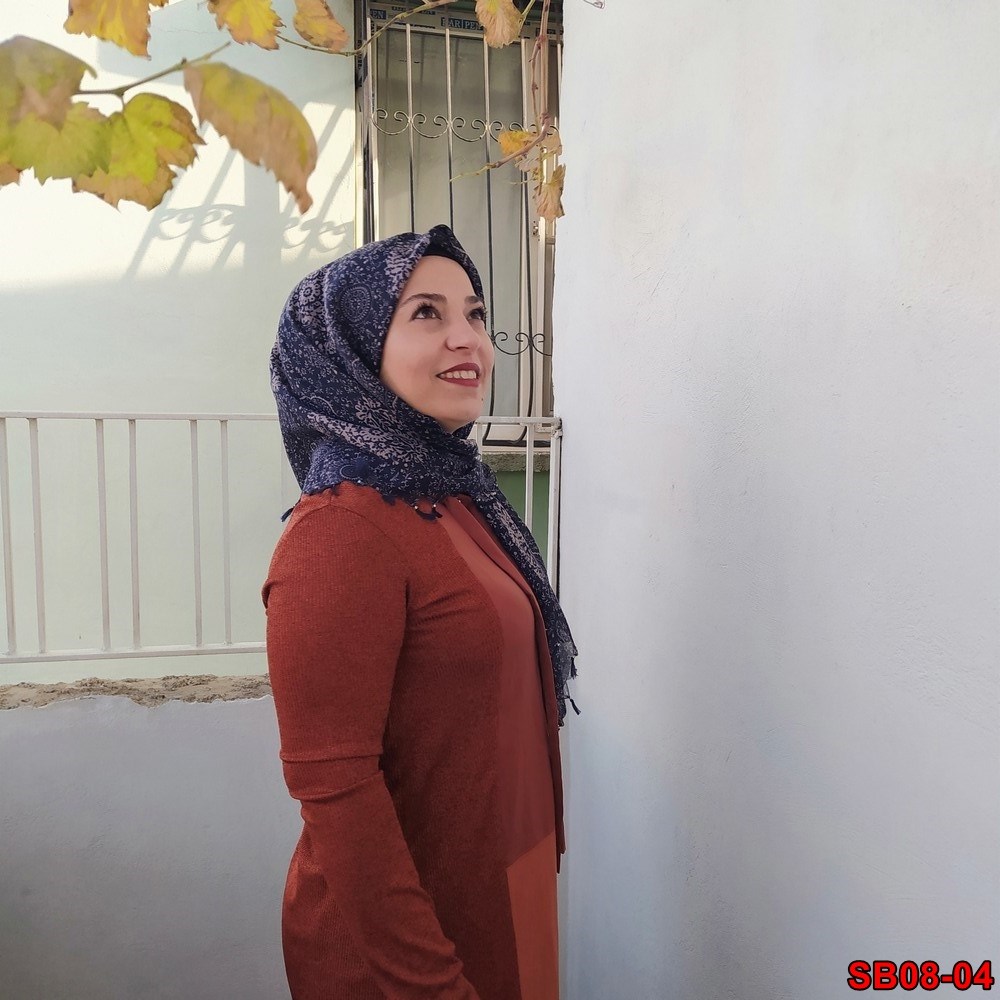 Firuze Boncuklu Cotton Eşarp(sb08-04)
