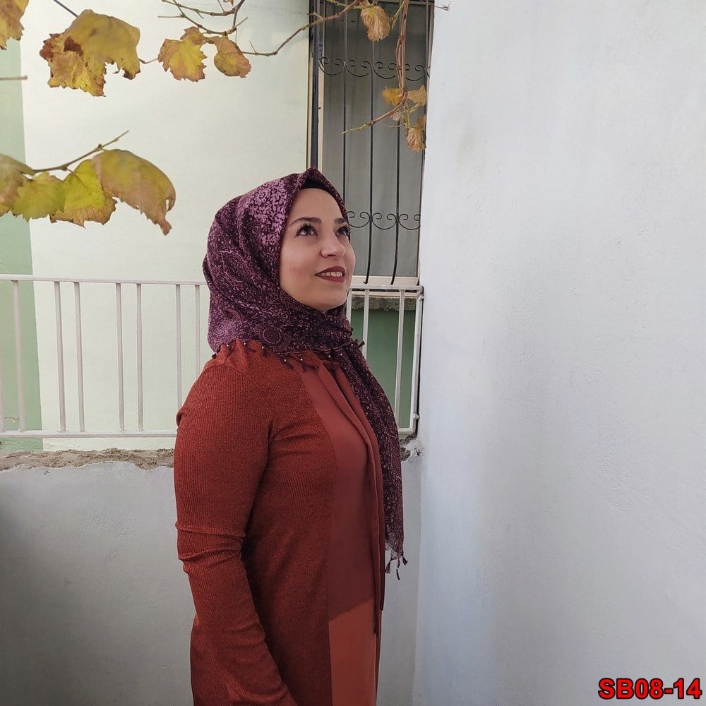 Firuze Boncuklu Cotton Eşarp(sb08-14)