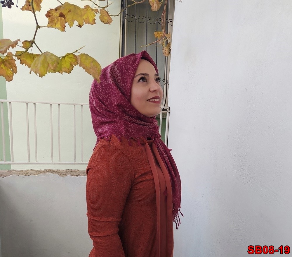 Firuze Boncuklu Cotton Eşarp(sb08-19)