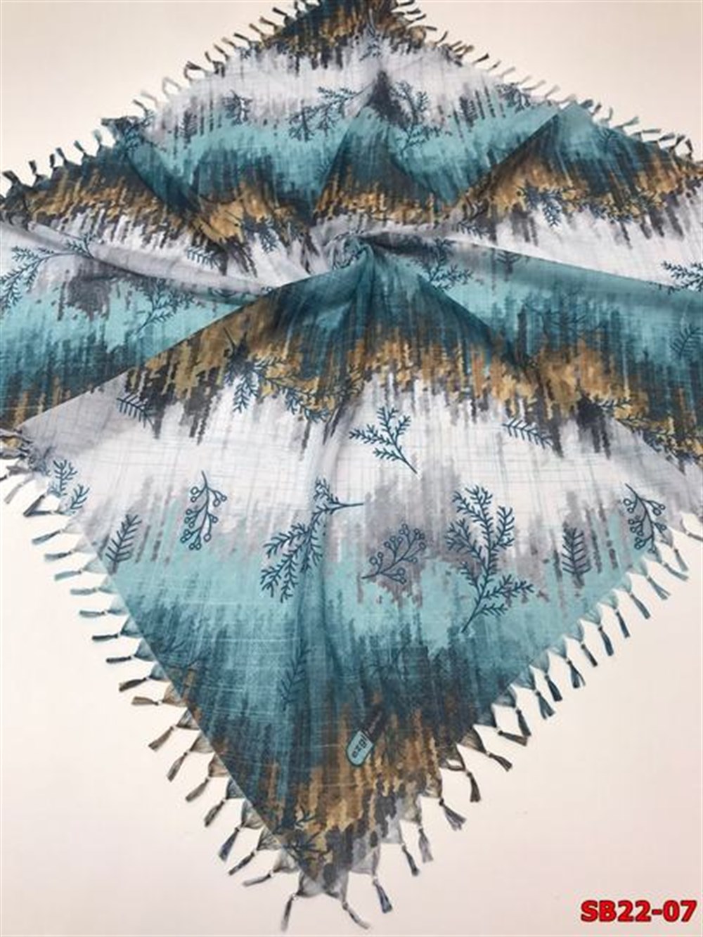 Firuze Boncuklu Cotton Eşarp(sb22-07)
