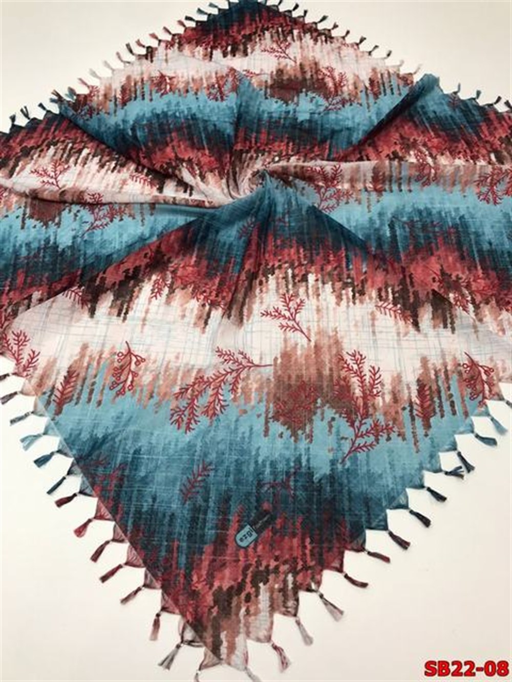 Firuze Boncuklu Cotton Eşarp(sb22-08)