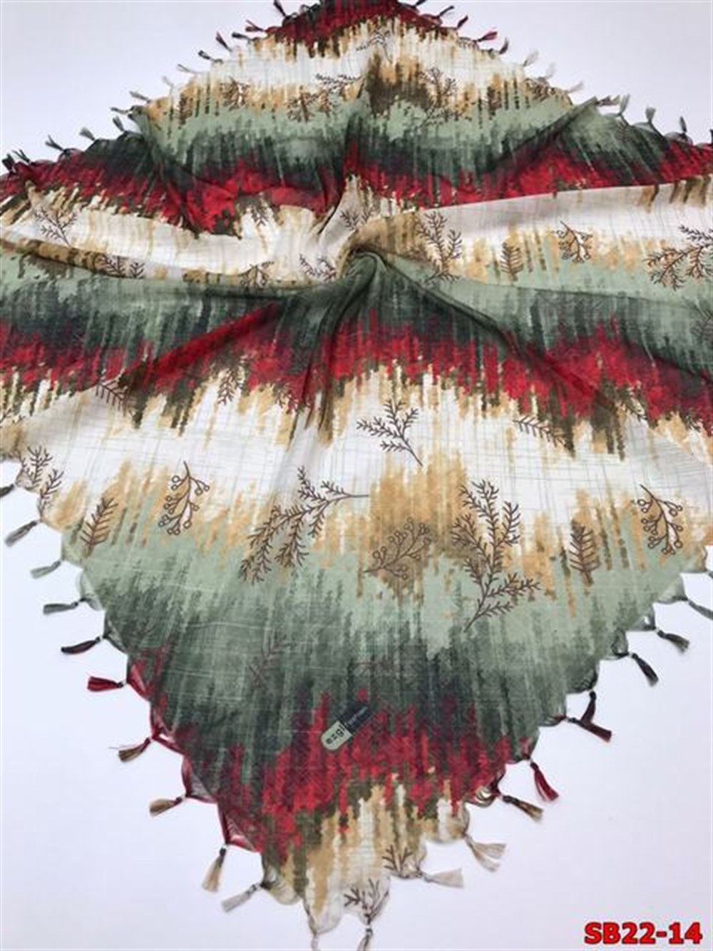 Firuze Boncuklu Cotton Eşarp(sb22-14)