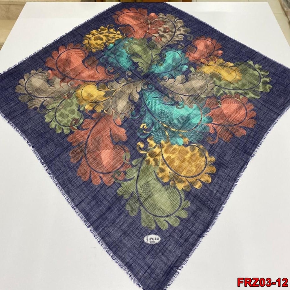 Firuze Flamlı Cotton Eşarp (frz03-12)