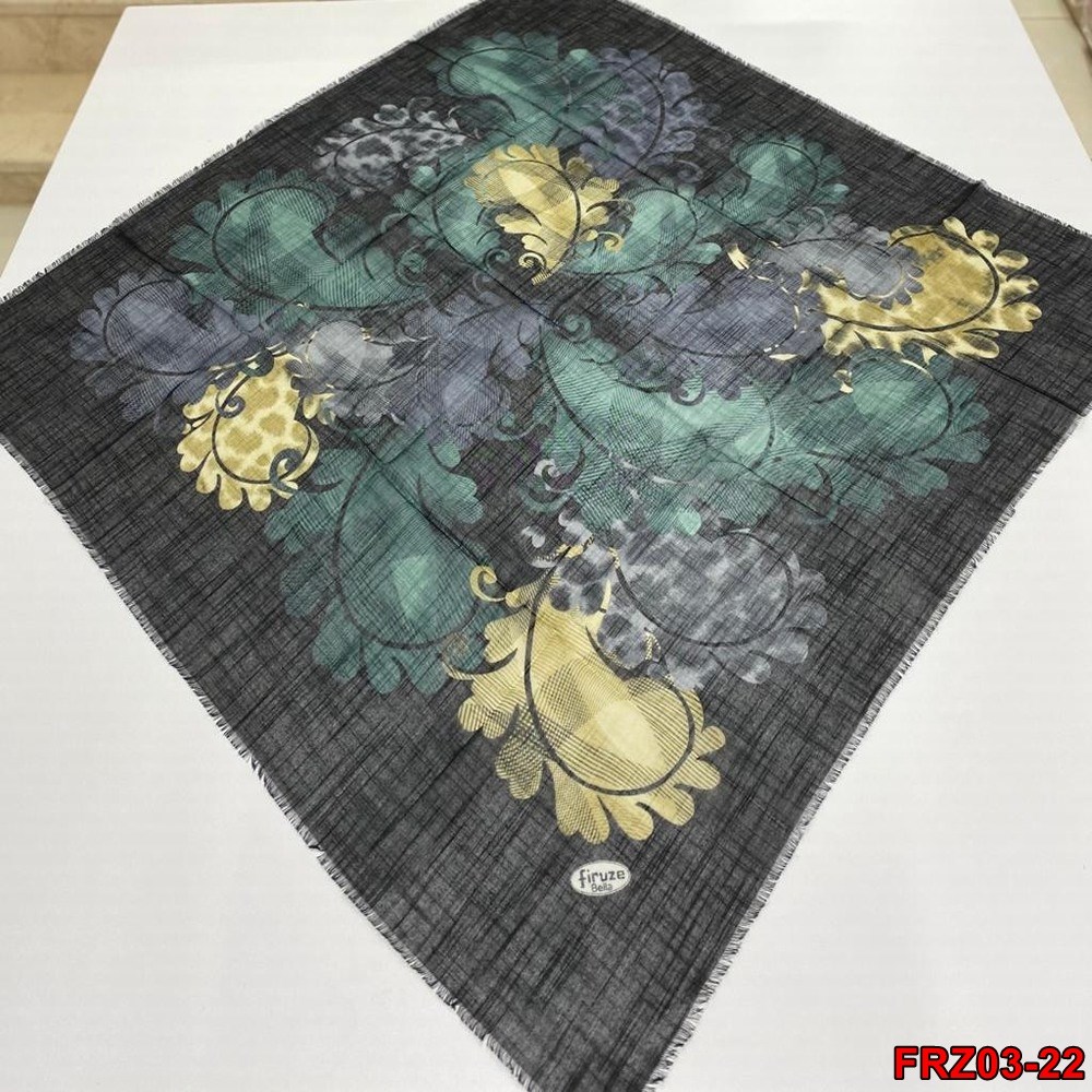Firuze Flamlı Cotton Eşarp (frz03-22)