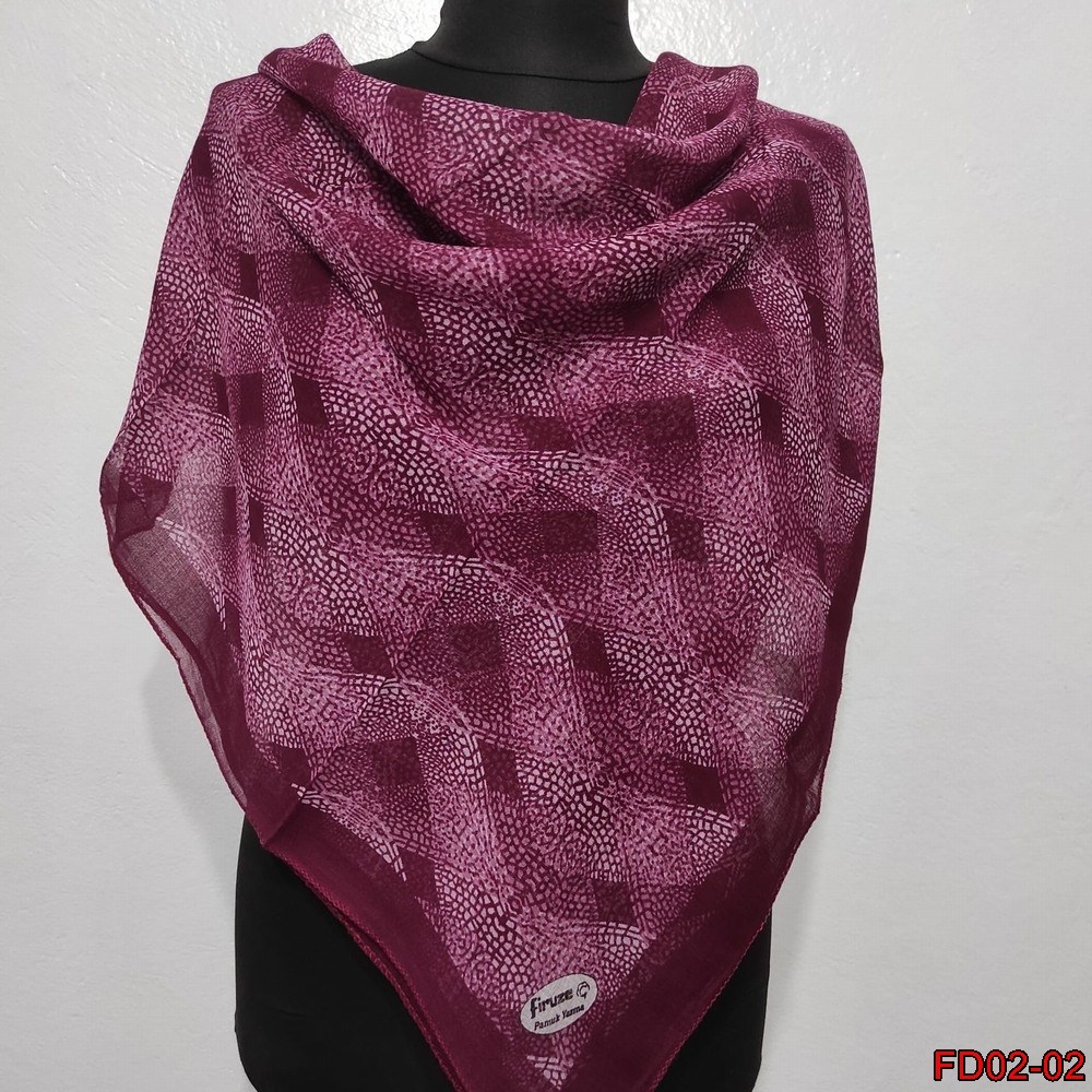 Firuze Kenarı Dikişli Pamuk Yazma(FD02-02)