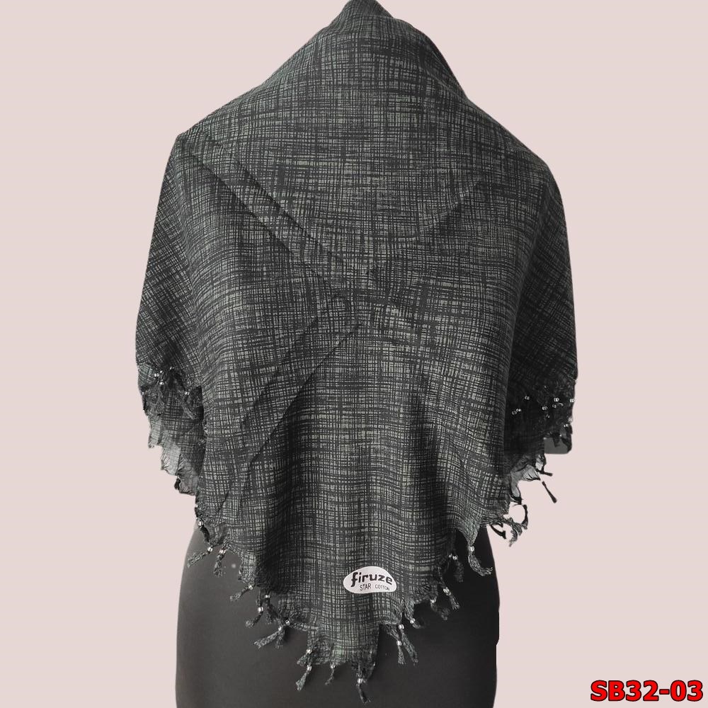 Firuze Sökme Boncuklu Cotton Eşarp(sb32-03)