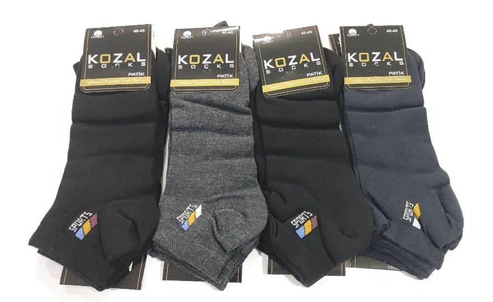 Kozal Erkek Penye Patik Çorap 12'li Paket Asorti(EC01-04)