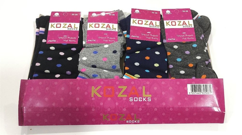 Kozal Kadın Penye Patik Çorap 12'li Paket Asorti (KC-01-01)