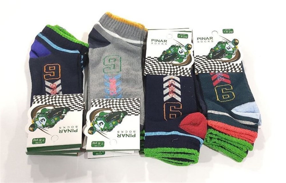 Pınar Erkek Çocuk Penye Patik Çorap 12'li Paket (Yaş:7-8) (CE01-02)