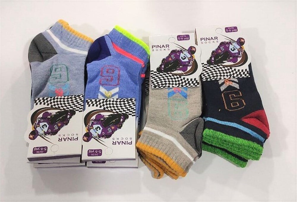 Pınar Erkek Çocuk Penye Patik Çorap 12'li Paket (Yaş:5-6) (CE01-02)