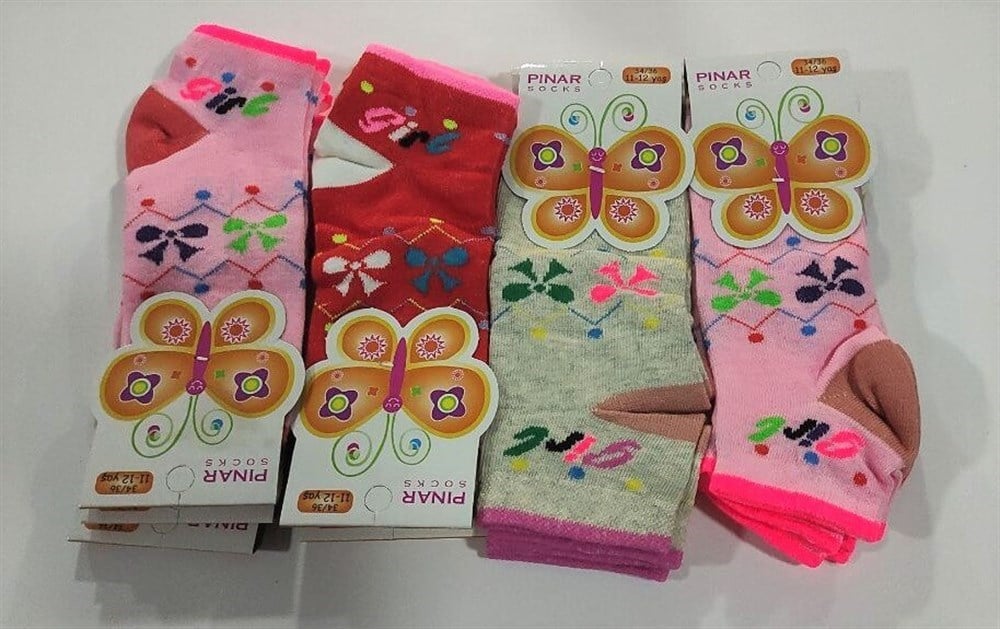 Pınar Kız Çocuk Penye Patik Çorap 12'li Paket (Yaş:11-12) (KC01-05)