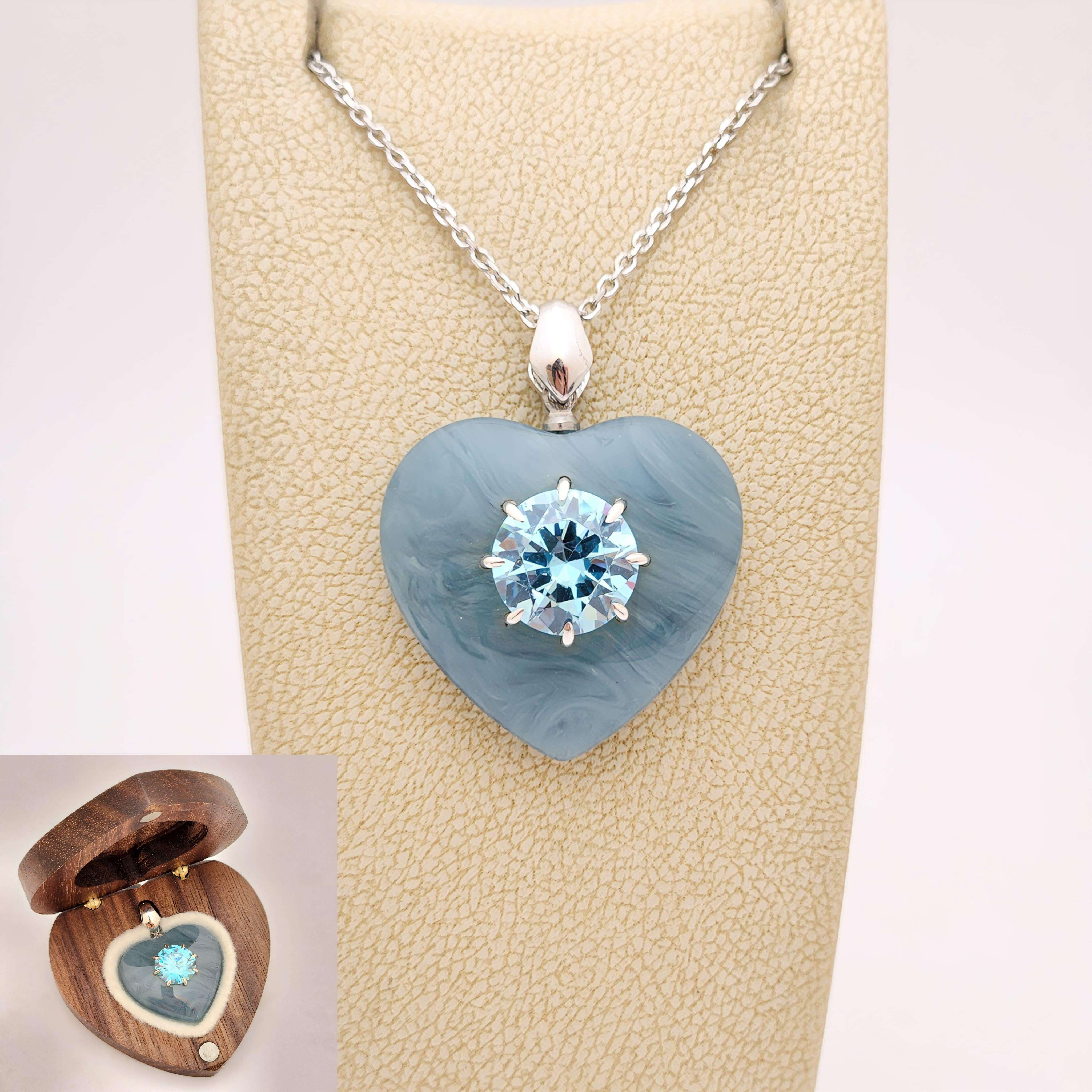 10 mm Zirkon Taşlı Bakalit Gümüş Kolye