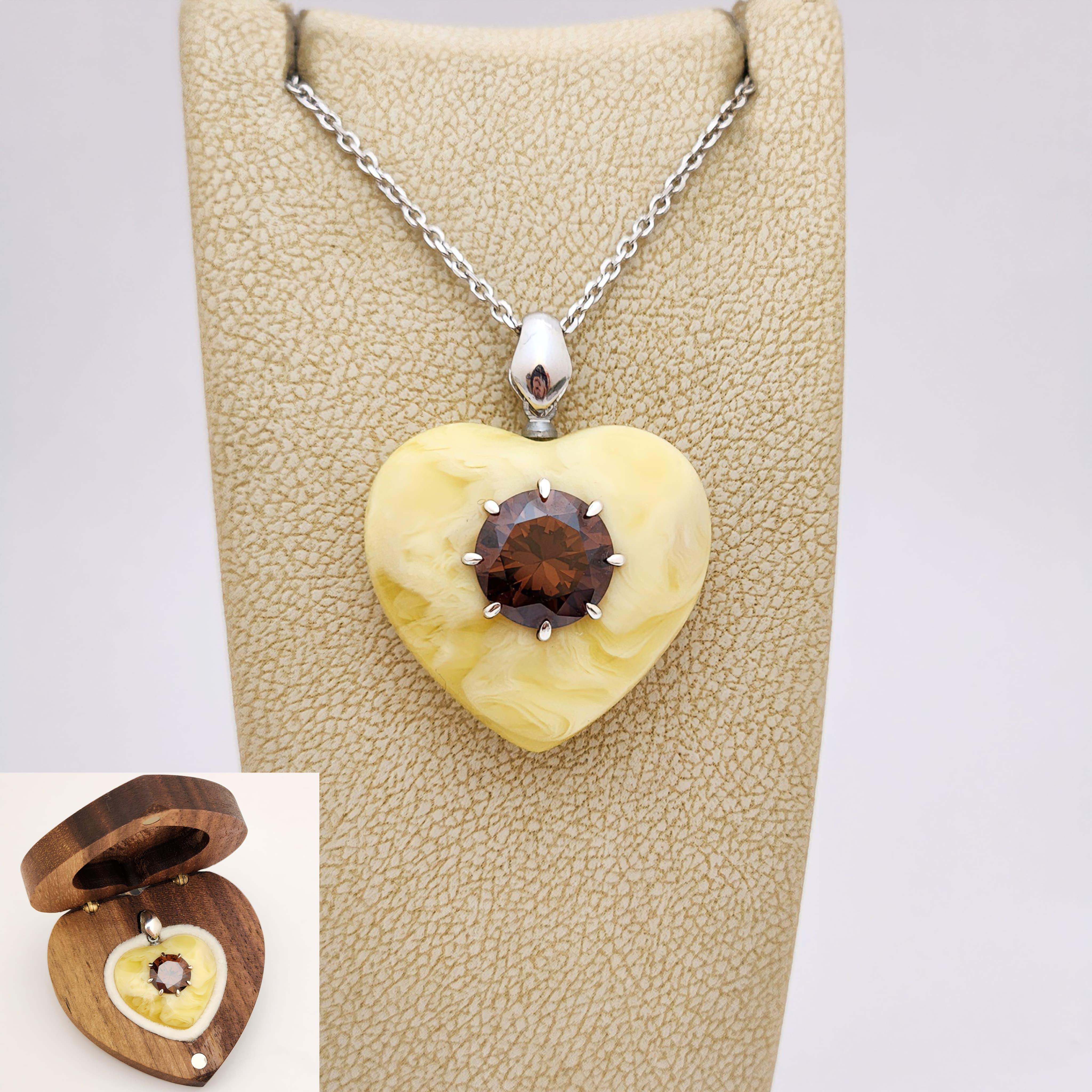 10 mm Zirkon Taşlı Bakalit Gümüş Kolye
