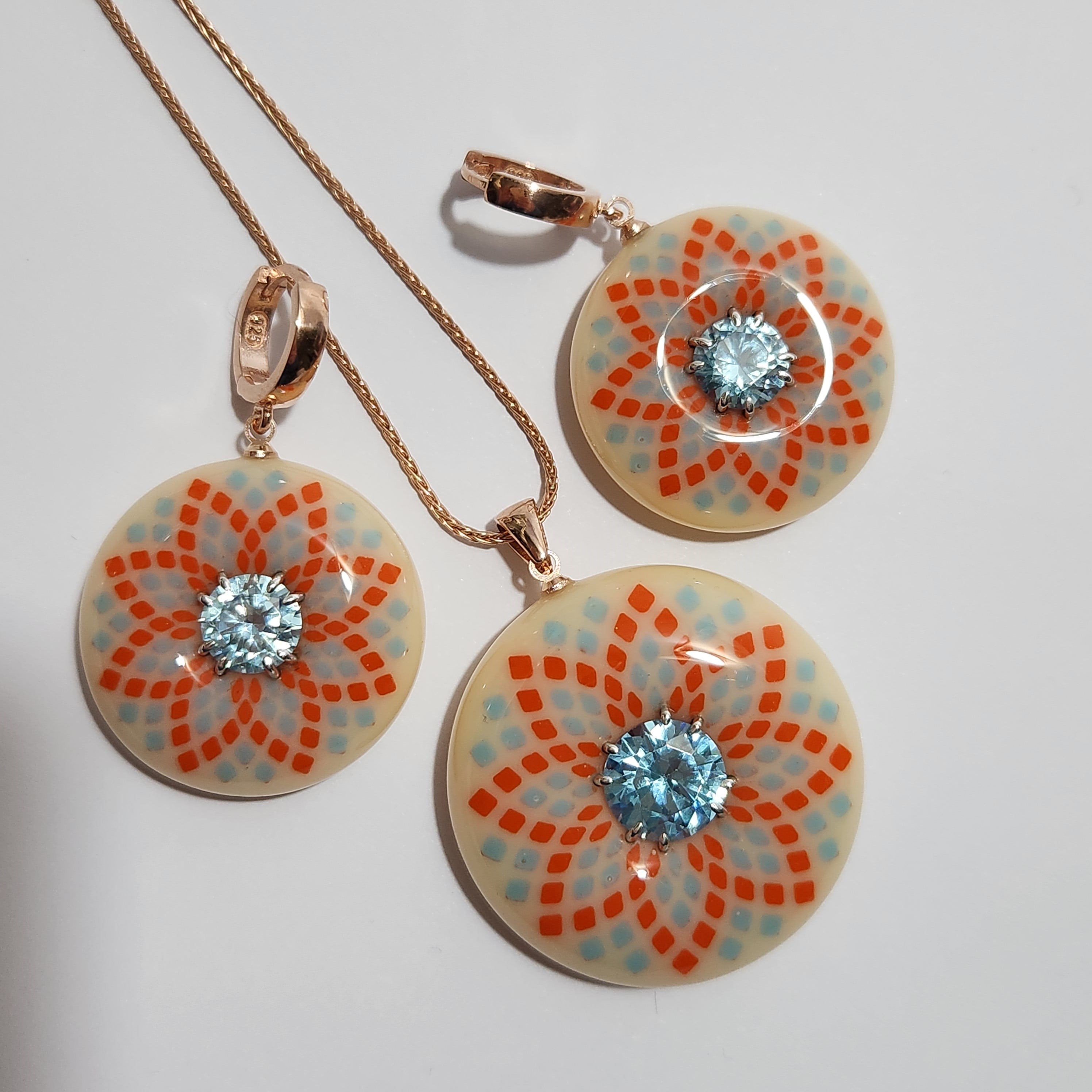 Zirkon Taşlı Epoksi Gümüş Set