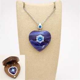 8 mm Zirkon Taşlı Bakalit Gümüş Kolye