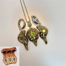 Zirkon Taşlı Bakalit Gümüş Set