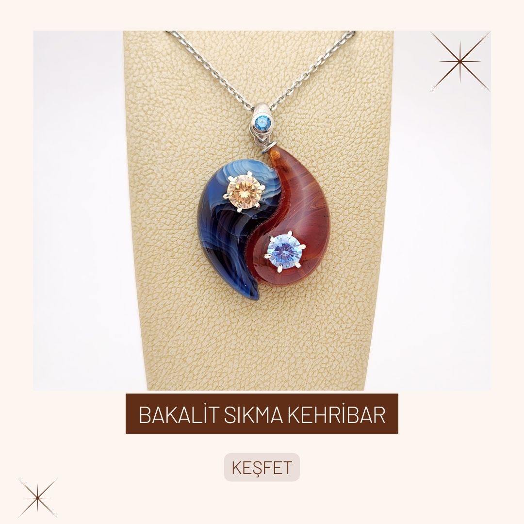 Bakalit Sıkma Kehribar Gümüş Takılar