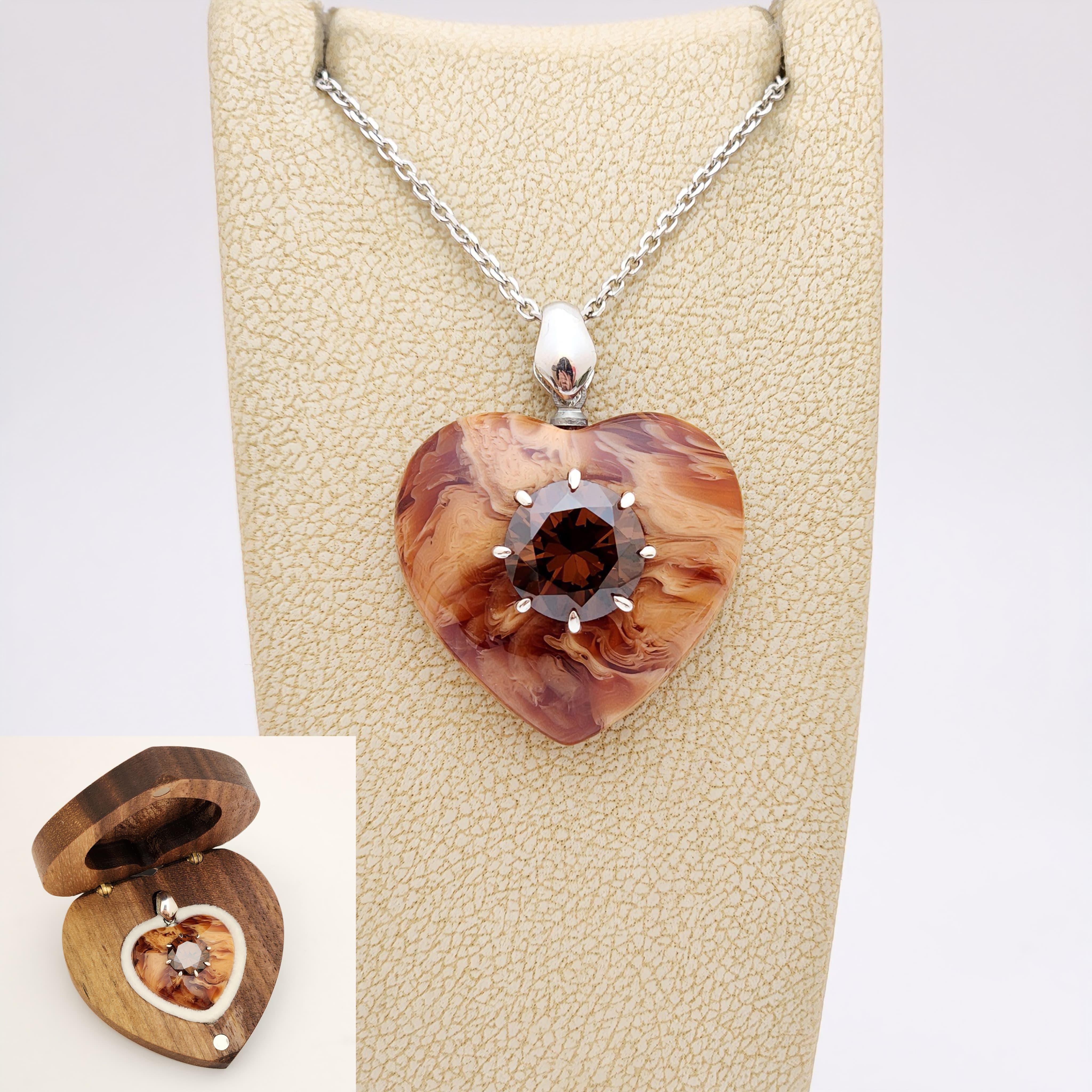 10 mm Zirkon Taşlı Bakalit Gümüş Kolye