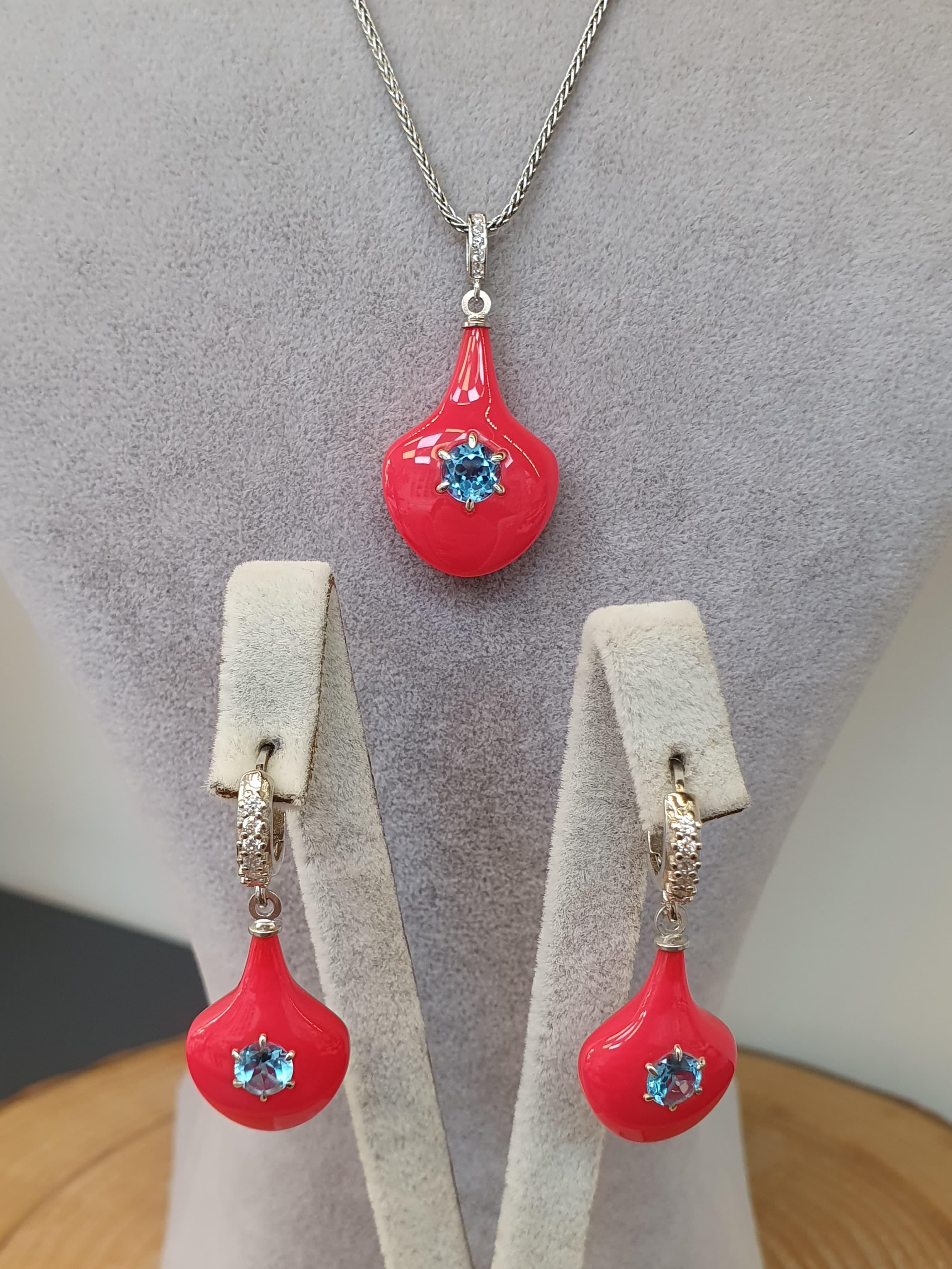 Swiss Blue Topaz Bakalit Gümüş Set
