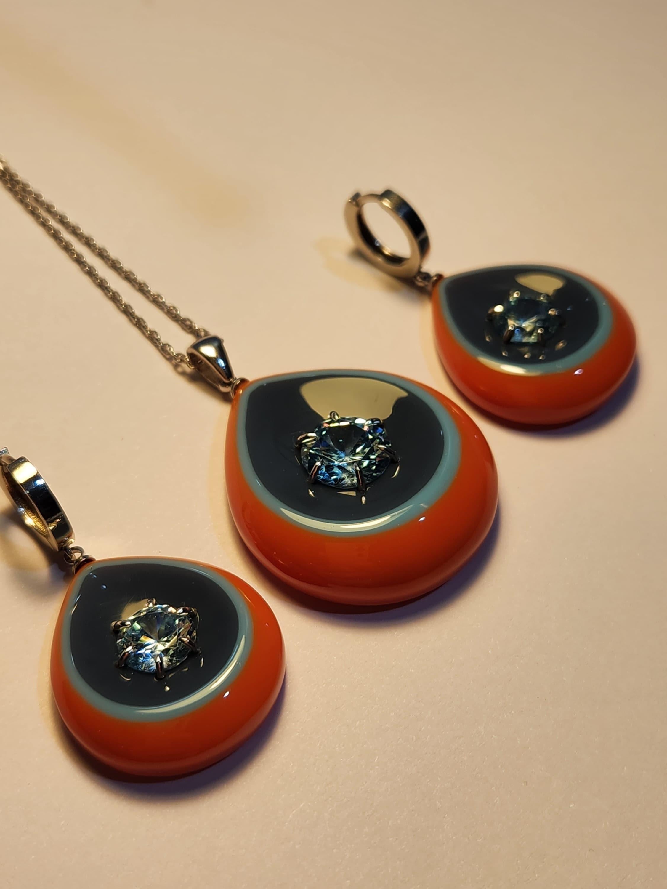 Zirkon Taşlı Epoksi Gümüş Set