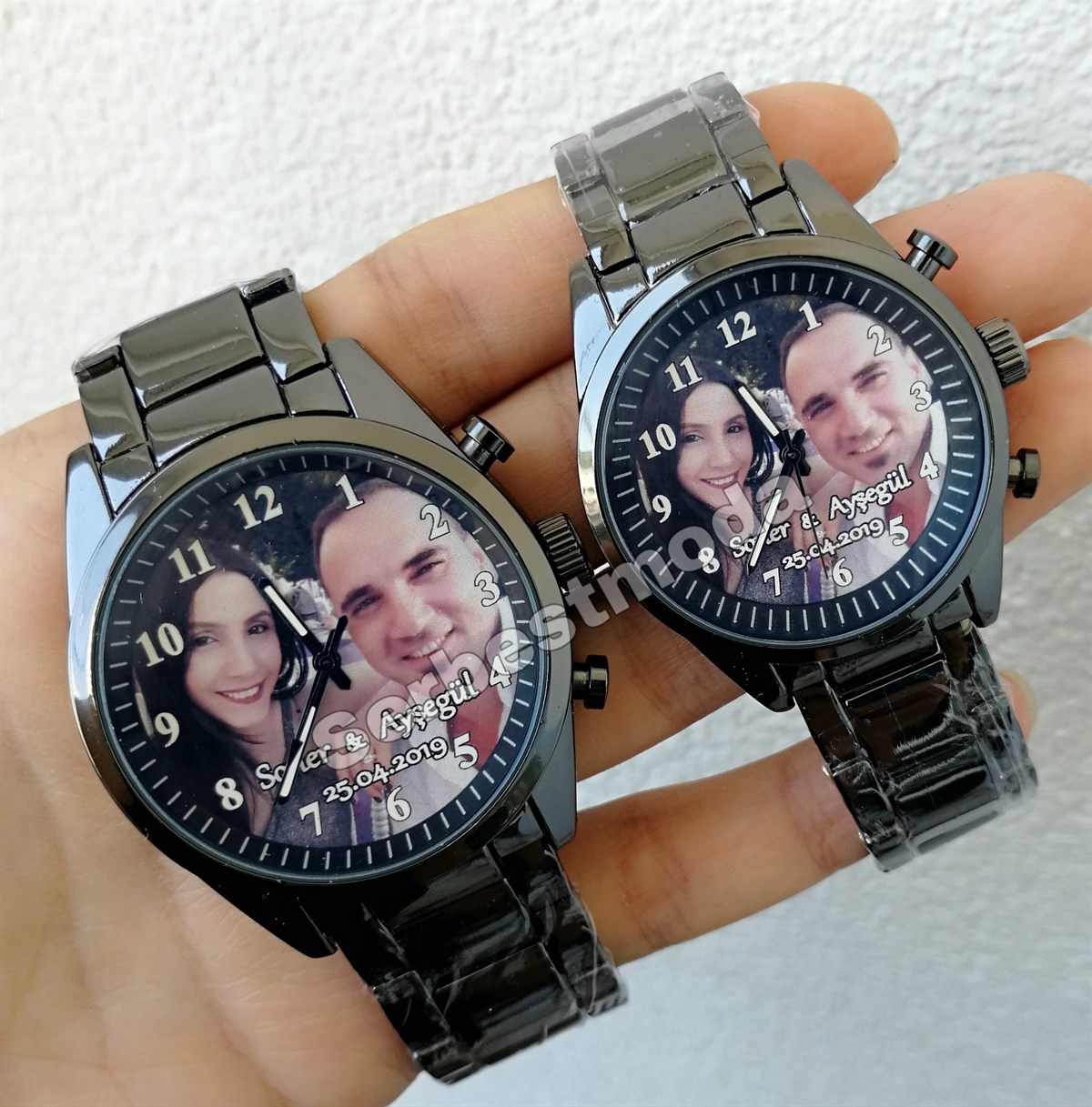 İsimli Resimli Saat Kişiye Özel Çift Saatleri Sevgili Saat Kombini  Sevgiliye Kişiye Özel Hediye Erkek Kadın