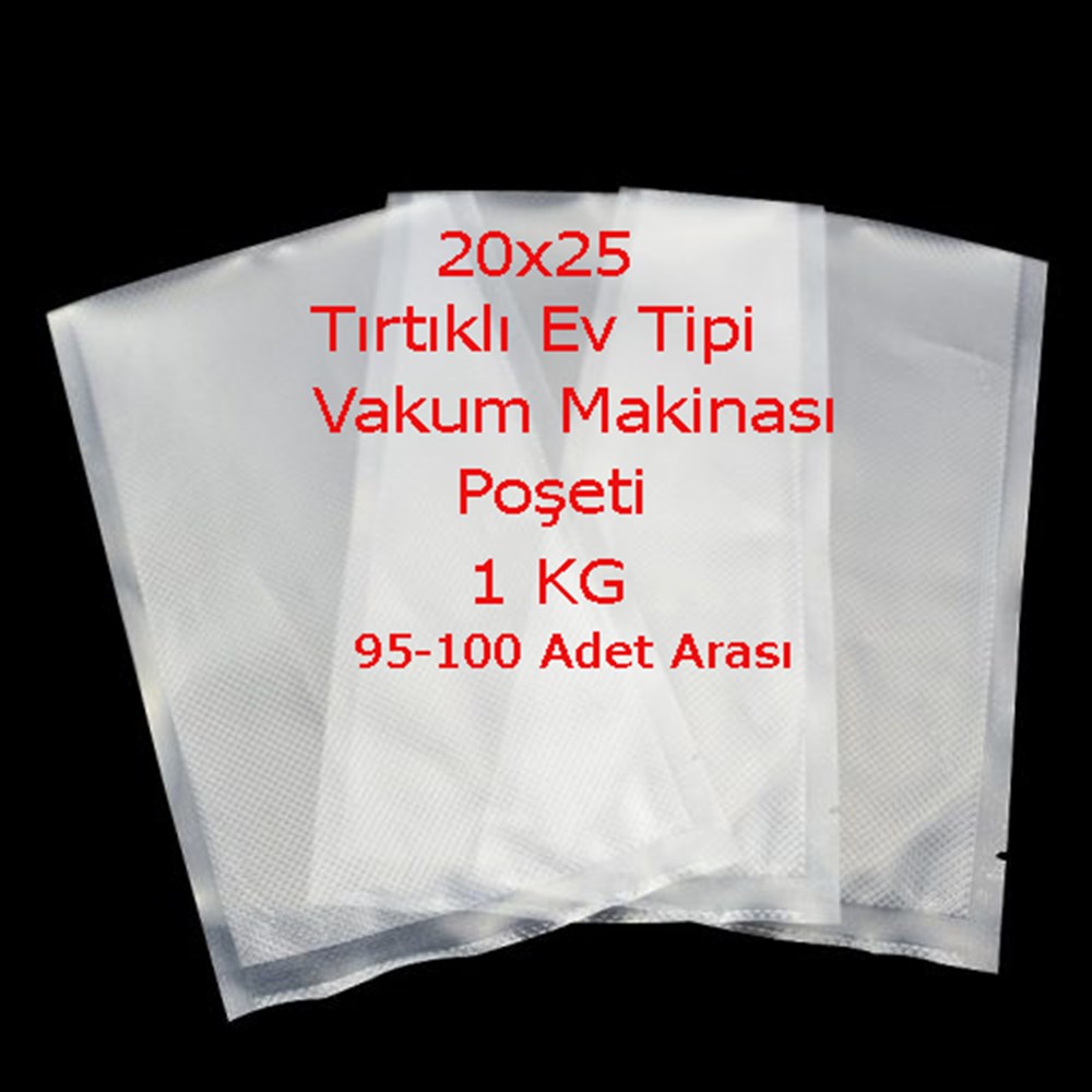 20x25 Cm Ev Tipi Tırtıklı Gıda Vakum Poşeti (100 Adet)