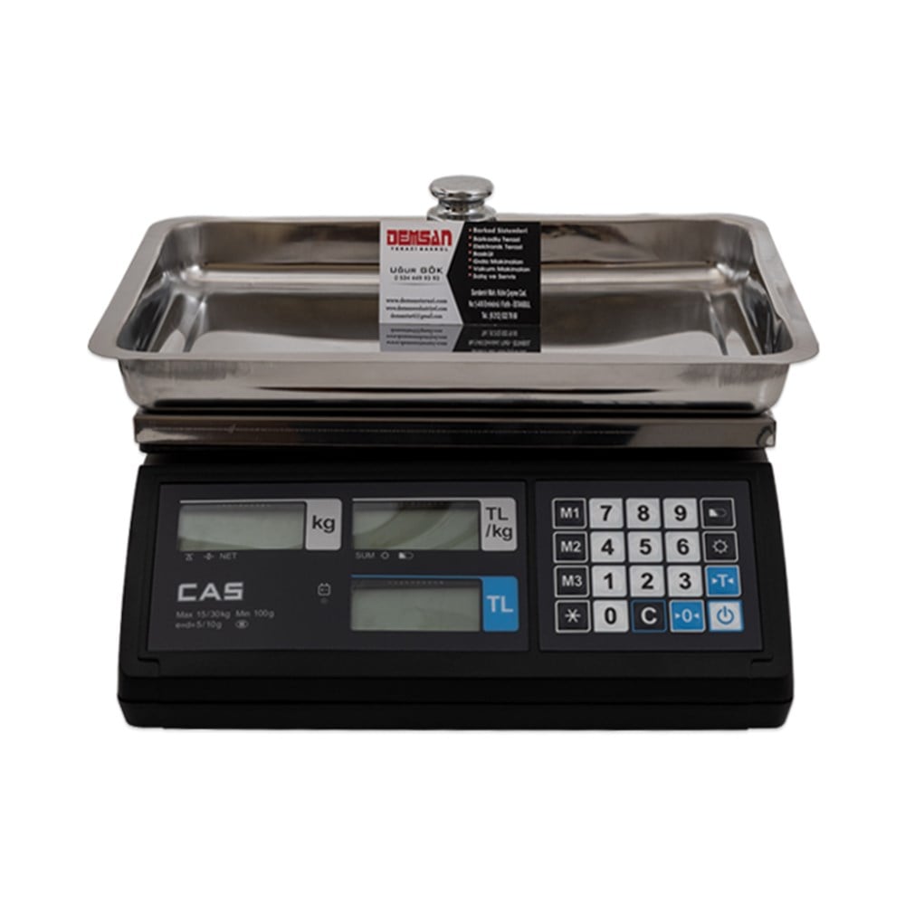 CAS 30 Kg 5 Gr Onaylı Fiyat Hesaplamalı Terazi