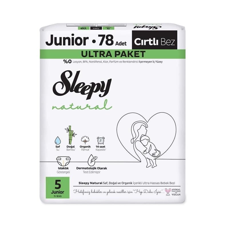 Sleepy Bebek Bezi Natural Beden:5 (11-18KG) Junior 78 Adet Ultra Pk