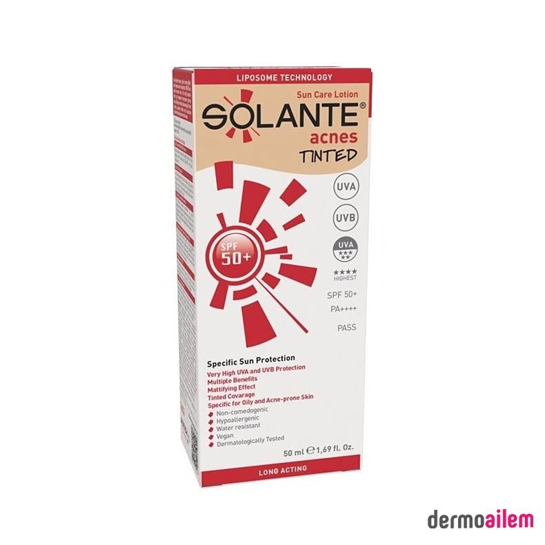 Solante Acnes Tinted Losyon Spf 50+ Faktör 50 ml