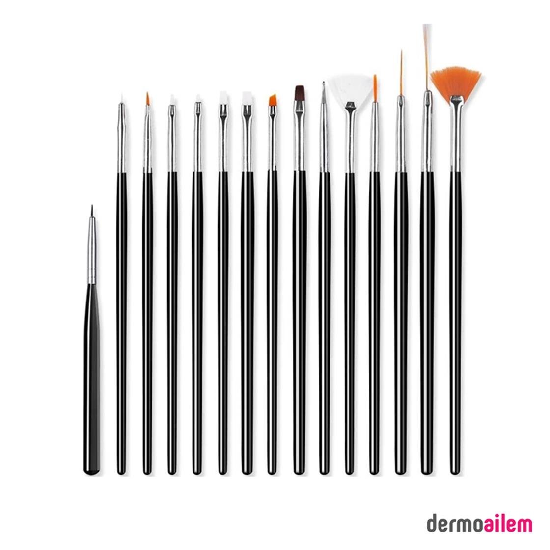 Tırnak SüslemeNascitaNascita Tırnak Süsleme Nail Art 15'li Fırça Seti Siyah 04