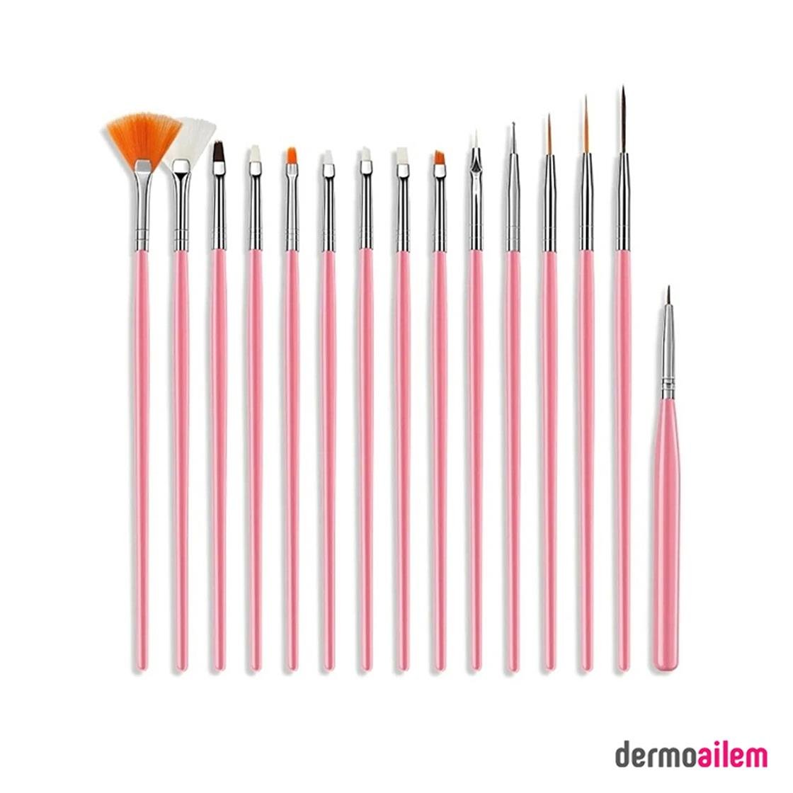 Tırnak SüslemeNascitaNascita Tırnak Süsleme Nail Art 15'li Fırça Seti Pembe 03
