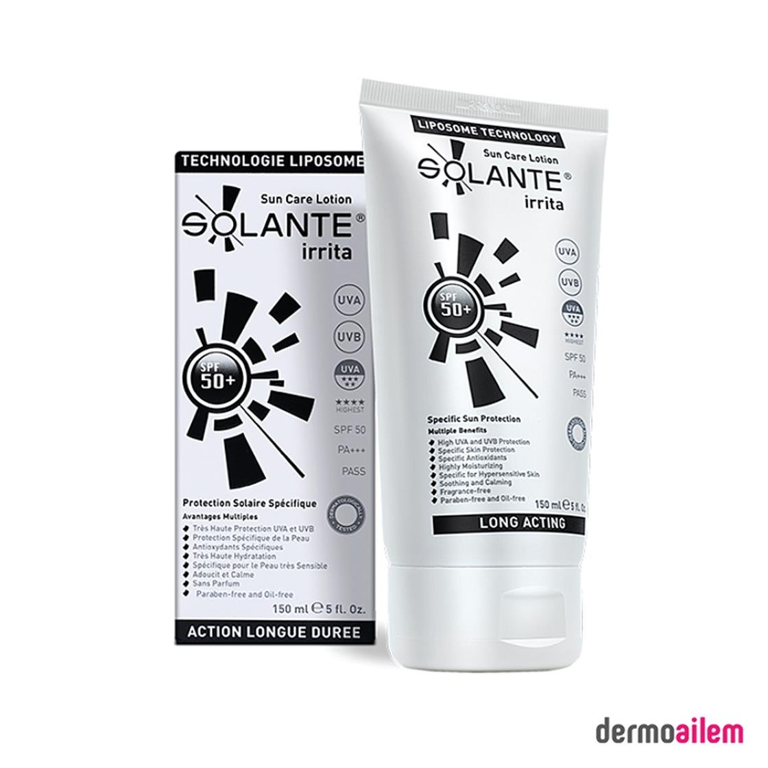 Spf 20 & 50 ArasıSolanteSolante Irrita Spf 50 Faktör Hassas Cilt Güneş Koruyucu Losyon 150 ml