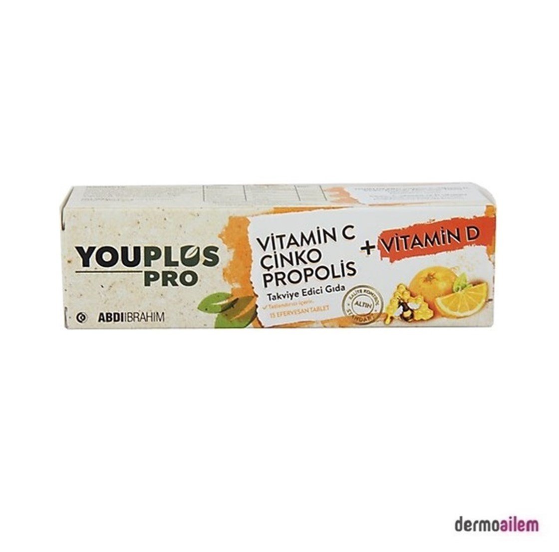 Takviye Edici GıdalarAbdi İbrahimYouPlus Pro Vitamin C Çinko Propolis + Vitamin D 15 Efervesan Tablet