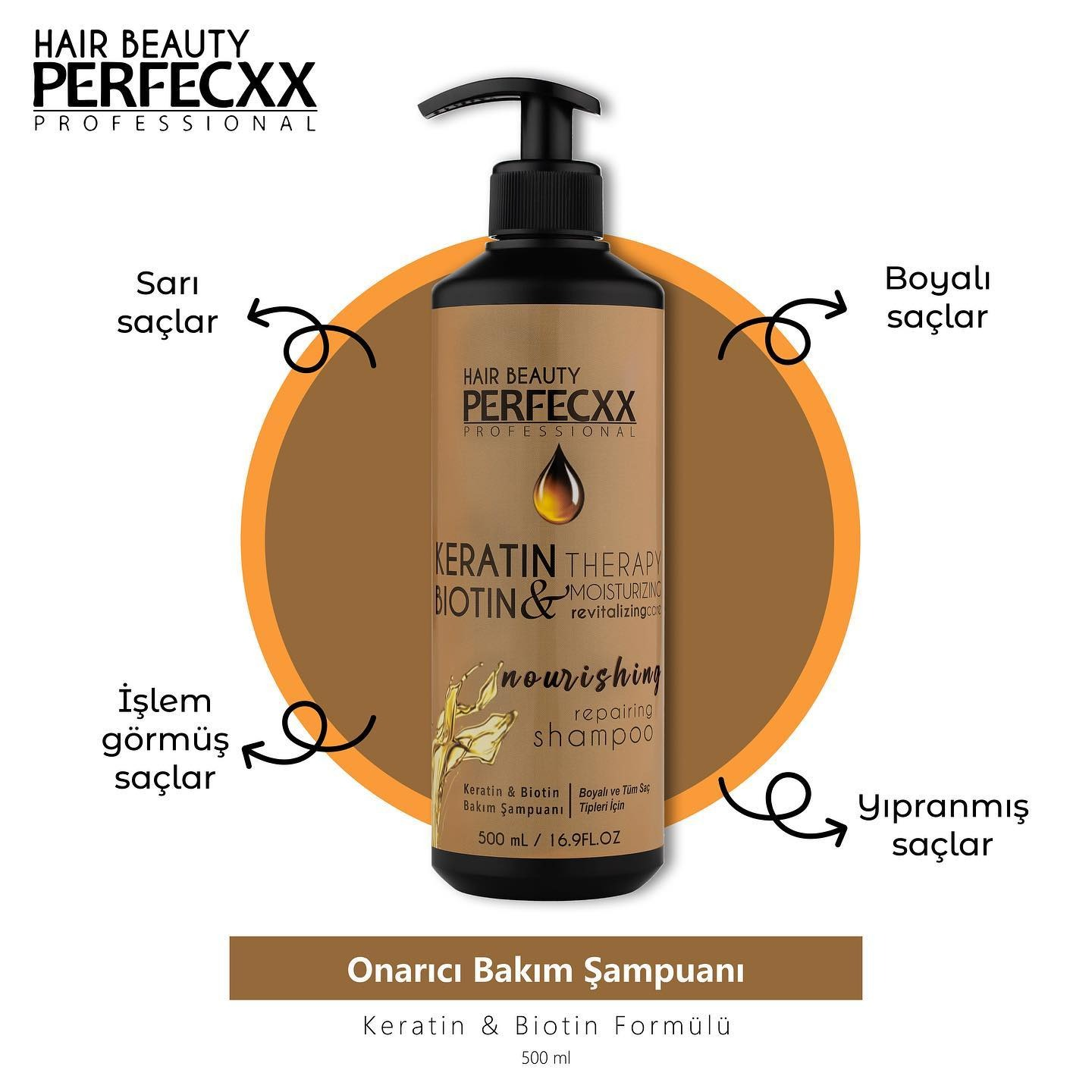 Perfecxx Professional Keratin & Biotin Bakım Şampuanı 500 ml