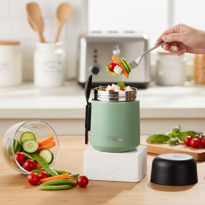 Star Termos Thermbox 500 ml Paslanmaz Çelik Yemek Termosu | Bebek Mama Ve Yemek Termosu - Yeşil