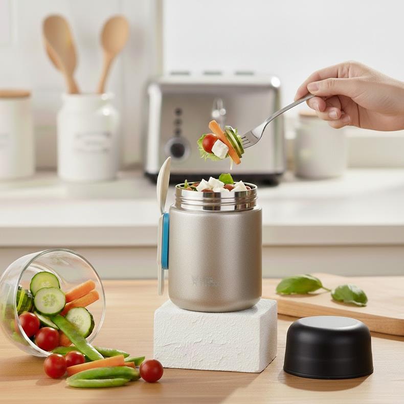 Star Termos 500 ml Kilitli Kapaklı Kaşıklı Yemek Termosu – 8 Saat Sıcak, 12 Saat Soğuk, 24 Saat SİLVER