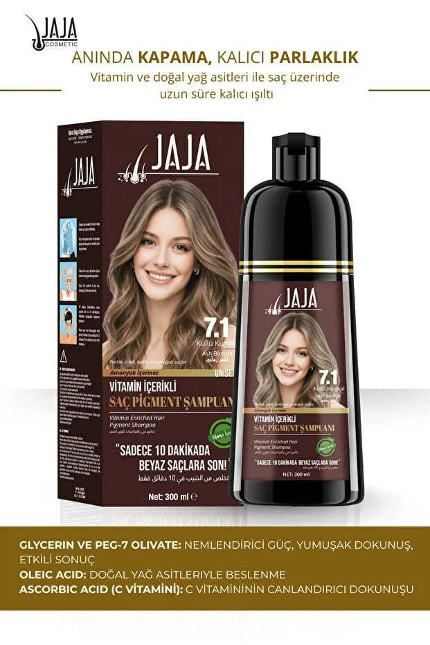 Jaja Cosmetic Jaja 7.1 Küllü Kumral (Ash Brown) Vitamin İçerikli Saç Pigment Şampuanı