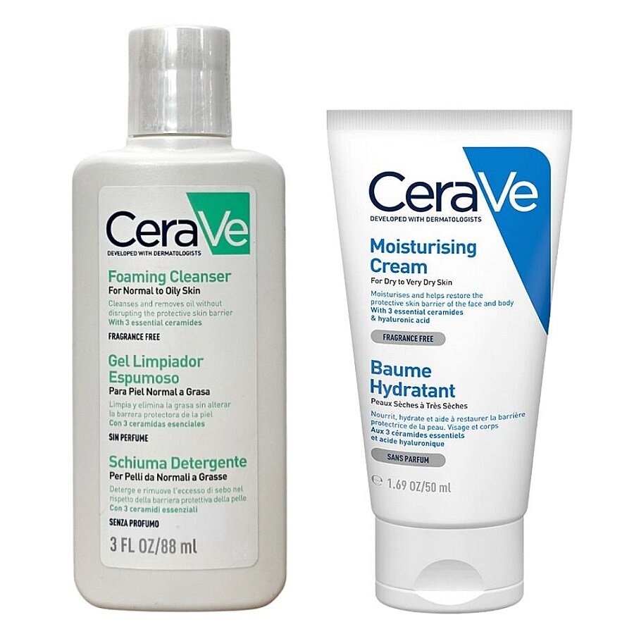 Cerave Set - Köpüren Cleanser 88 ml + Moisturising Cream Kuru ve Çok Kuru Ciltler İçin 50 ml