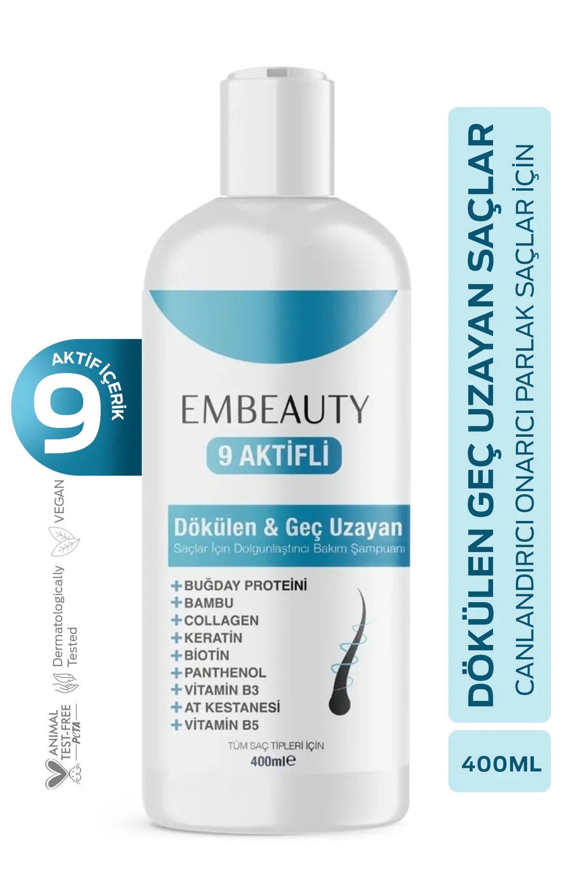 Embeauty Kolajen Ve Keratin Saç Dökülmesine Karşı Hızlı Saç Uzatan Dolgunlaştırıcı Onarıcı Besleyici Şampuan