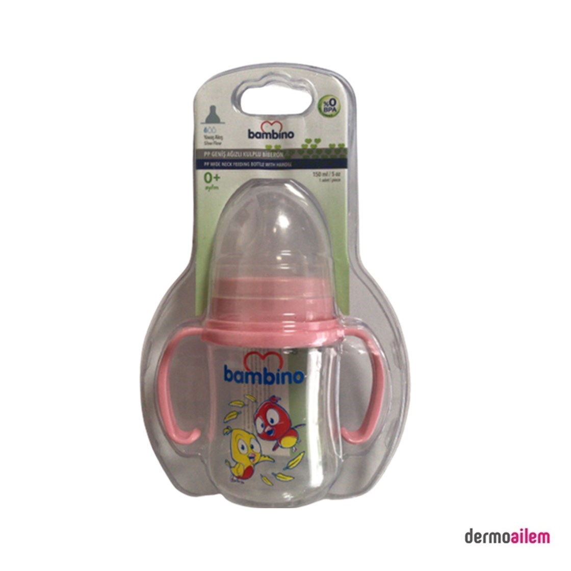 Bambino PP Geniş Ağızlı Kulplu Biberon 150 Ml Pembe B817 Bambino PP Geniş Ağızlı Kulplu Biberon 150 Ml Pembe B817