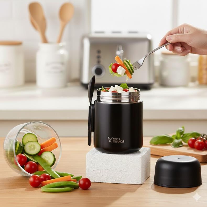 Star Termos Thermbox 500 ml Paslanmaz Çelik Yemek & Mama Termosu - Siyah