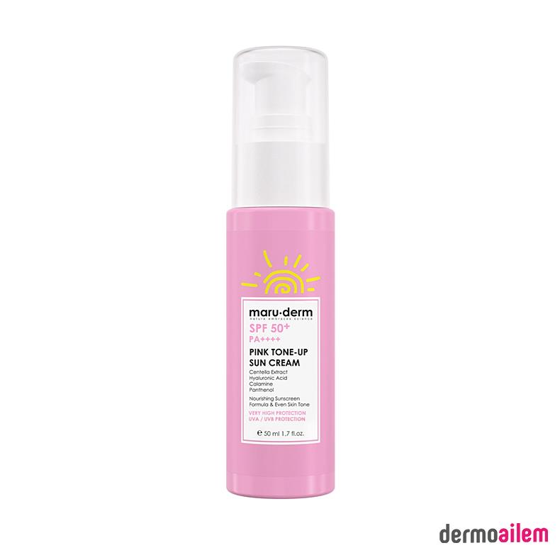maru-derm Maruderm Güneş Kremi | SPF 50+ Pembe Ton Eşitleyici (Pink Tone-Up) Güneş Kremi 50 ML| Yeni Nesil Kore Filtreli