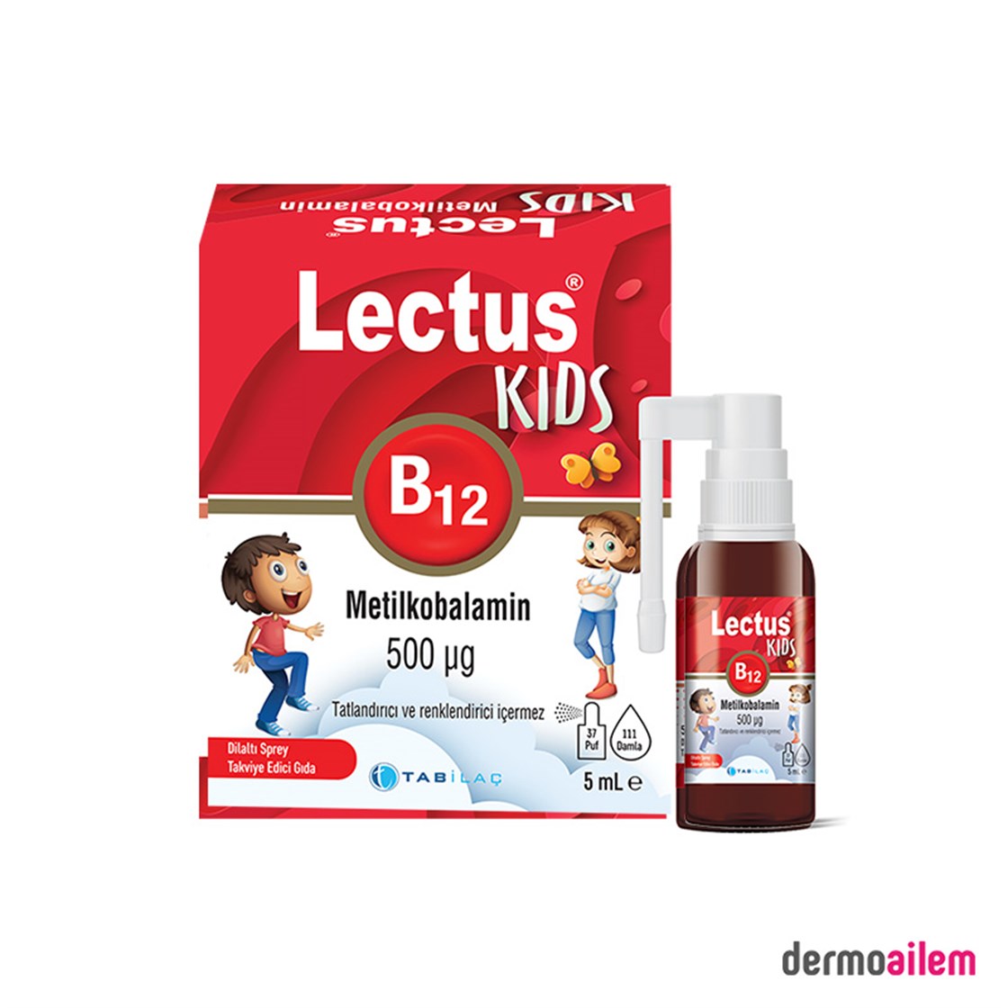 Tab İlaç Lectus Kids B12 Metilkobalamin 500 mcg Dilaltı Sprey 5 ml