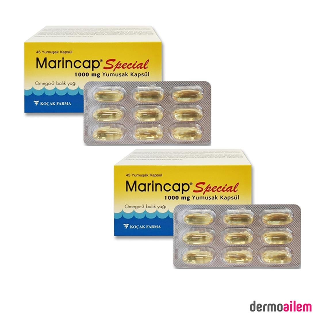 Marincap Special Omega 3 1000 mg 45 Kapsül Balık Yağı 2'Li (SKT:30/06/2023)  | Dermoailem