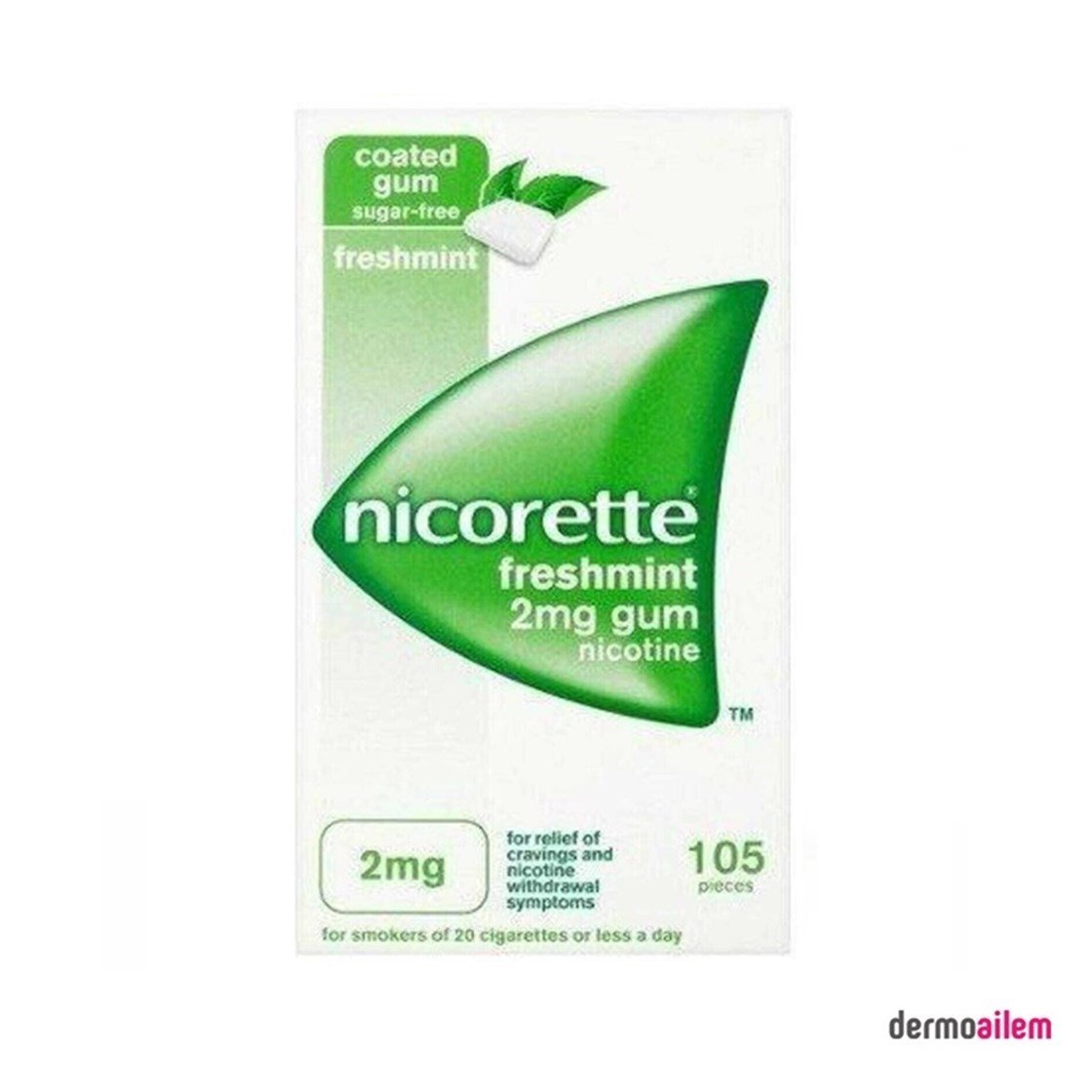 Nicorette Freshmint 2 mg 105 Adet Naneli Nikotin Sakızı Fiyatları İndirimli  | Dermoailem.com